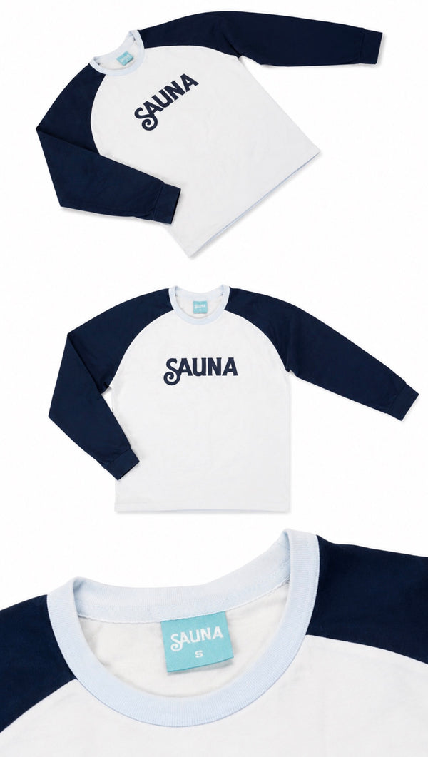Sauna Longsleeve White & Dark Blue