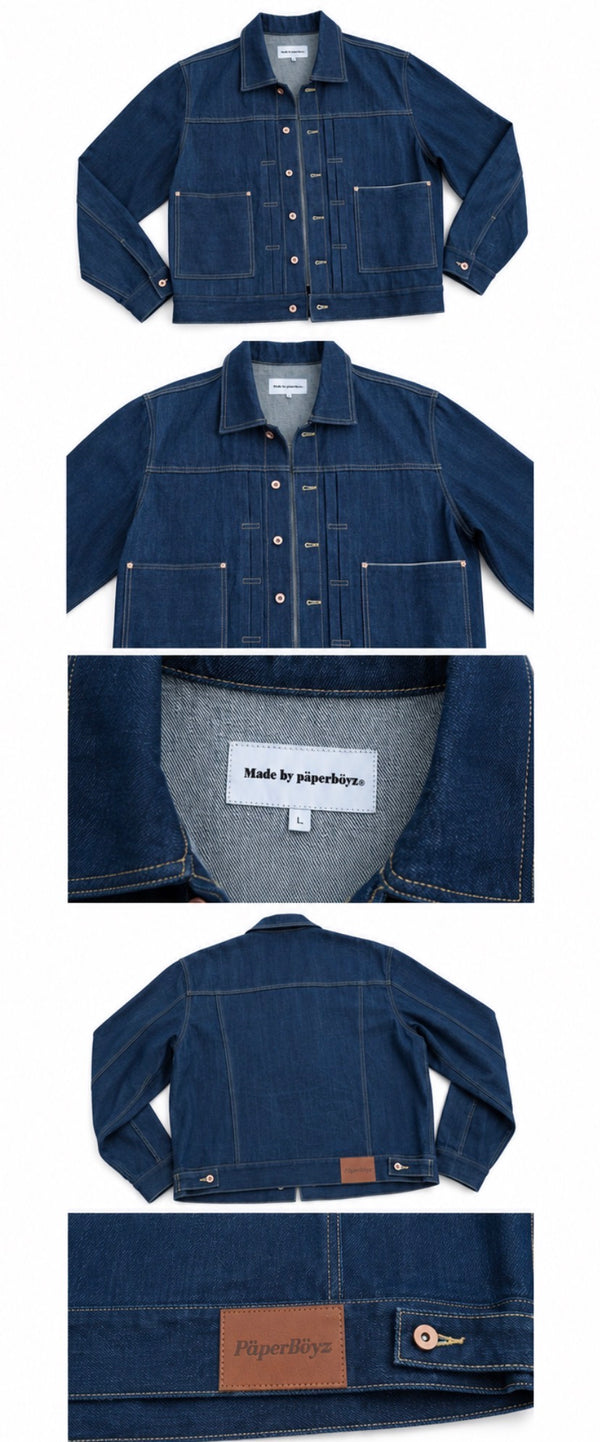 Paperboyz Raw Denim Jacket Navy Blue